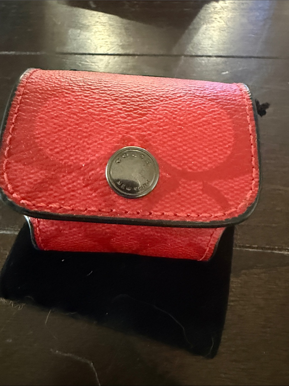 Coach Red Signature Earbud Case never used